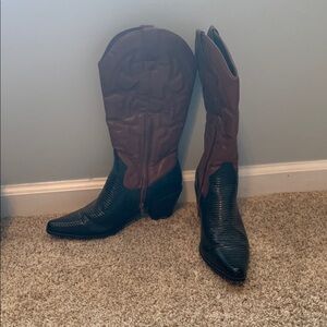 Black and Brown Women's Cowboy Boots